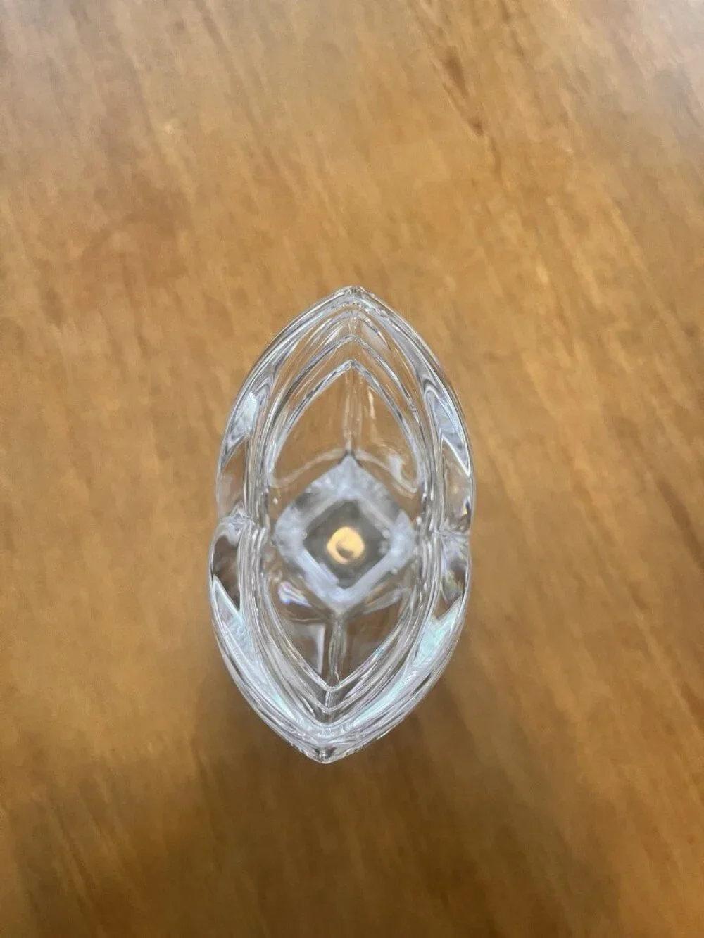 Vintage Mikasa Art Deco Clear Crystal Vase Tulip Style V Shape 6